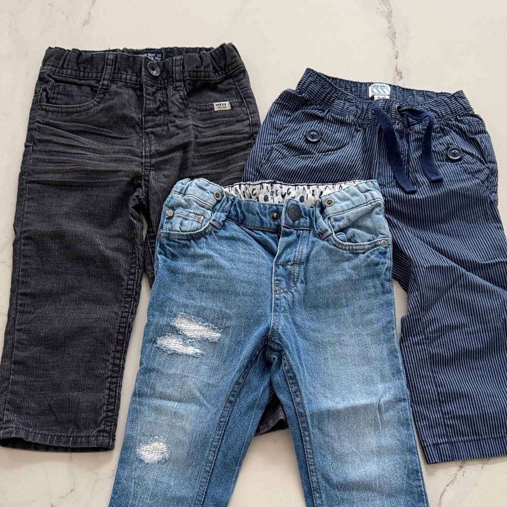 Stylish Kids Denim and Corduroy Pants Set - 18-24 months